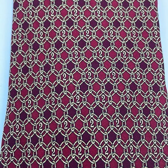 Red and gold 100% silk brooks basics necktie - Picture 2 of 4